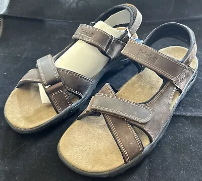 Timberland Men’s Brown Leather  Strap Sandal Size 12M • $39.95