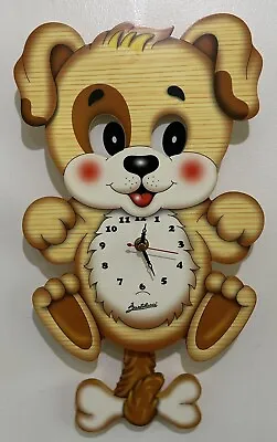 Wooden BARTOLUCCI ‘Dog Clock With Pendulum & Moving Eyes’ NEW Hand Finished • $33.56