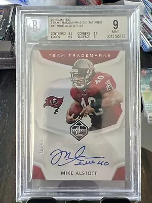 2019 Panini Limited Team Trademarks Signatures Mike Alstott BGS 9 26/49 • $50