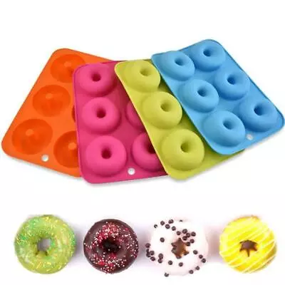 Silicone Doughnut Mold Donut Chocolate Muffin Pan Sweet Tray Soap Cake 6 Cavity • $13.75