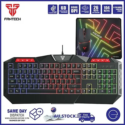 Fantech Gaming PC Keyboard / Mouse/ Mousepad LED Backlit Computer Keyboard Combo • $39