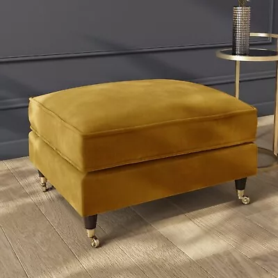 Large Mustard Velvet Footstool - Payton PAY046 • £235.92