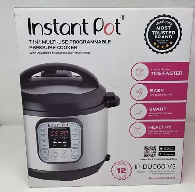 Instant Pot Pressure Cooker 7 In 1 One 6 Quart - IP-DUO60 V3 Multi Use - NEW • $99.99