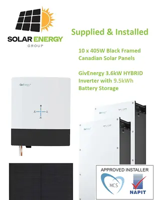 4kW 4000W Solar PV 10 X Panel System With 9.5kWh Battery Storage Fully Installed • £8000