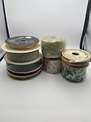 Vintage Ribbon Lot - Wired Velvet Fabric Lace - New & Used  (10-Rolls) • $8.99