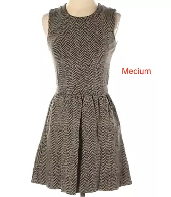 J Crew Womens Medium Herringbone Dress Stretch Sleeveless Ponte Stripe 06624 * • $39.98