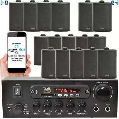 £145.49 • Buy Outdoor Bluetooth Black Speaker Kit SMART HOME Karaoke Stereo Amp Garden BBQ