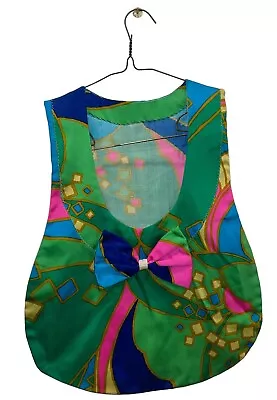 Vintage Colorful CLOTHESPIN BAG With BOW 60s/70s W/ Holder Blue Abstract Art • $29.99