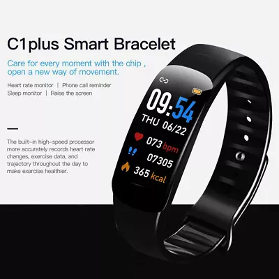 Smart Bracelet BT Step Meter Heart Rate Blood Pressure Sports Watch Black M1I8 • £8.99