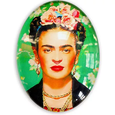 Frida Kahlo Glass Cabochon Mexican Art Folk Cameo Dome Oval Jewelry Supplies • $1.25