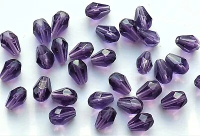 £1.35 • Buy 30 CRYSTAL PURPLE GLASS LITTLE TEARDROP BEADS 8X6mm -post Discounts Available
