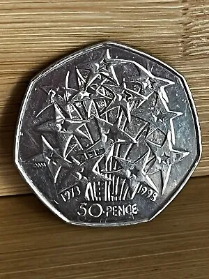 1998 European Union EU Stars 50p Fifty Pence UK Coin Hunt Rare VGC • £3.50