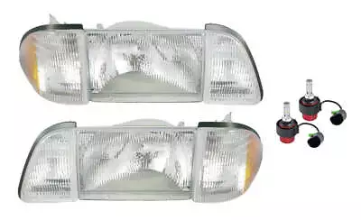 1987-1993 Mustang Stock Headlights 6 Pc Set Amber Sides 9004 6500K LED Bulbs • $149.95