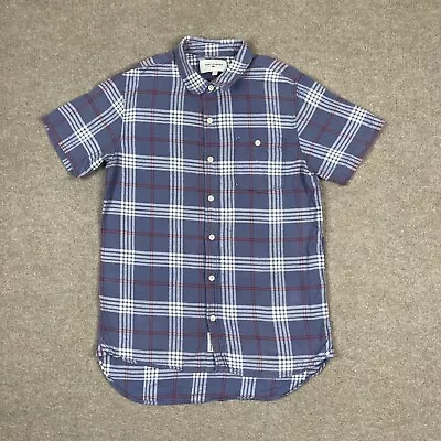 Modern Amusement Button Up Shirt Mens Size M Blue Short Sleeve Plaid Collared • $7.66