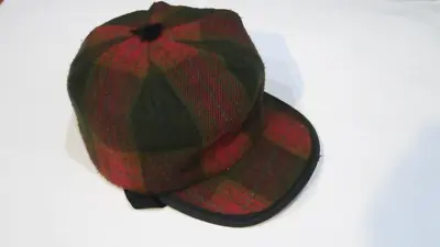 Vtg Plaid HAT Wool Farmer Hunters Cap PENN-RICH USA Made Olive Green Red 7.5 MED • $22.50