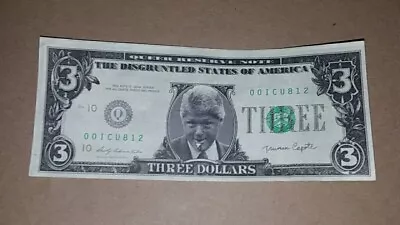 Vintage 3 Dollar Fake Bill Bill Clinton  • $5.75