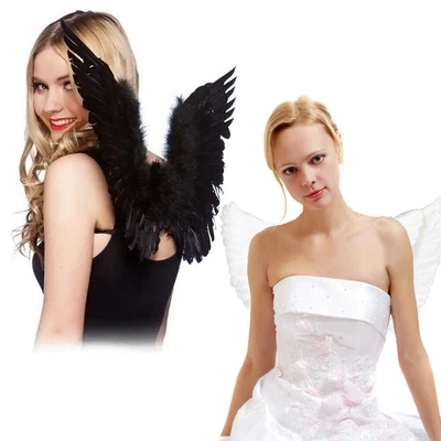 Black Or White Angel Wings Christmas Adult Child Fancy Dress Prop Feather Wings • £6.99