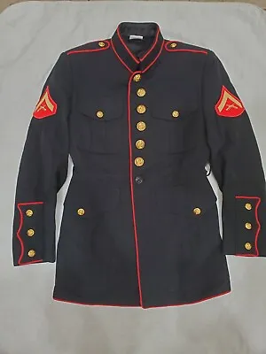 USMC US MARINE CORPS DRESS BLUES JACKET 40 XS Lance Corporal Crown Clothing DLA • $149.99