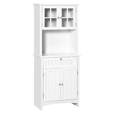 64  Small Kitchen Pantry Hutch With Storage Doors And Shelves Coffee Bar Cabinet • $187.19