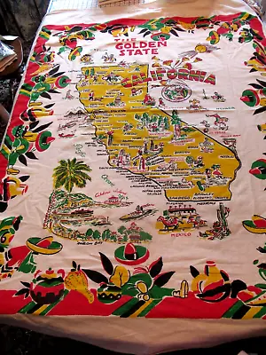 Vintage State Tablecloth California Cotton 51 X 63 VG • $45