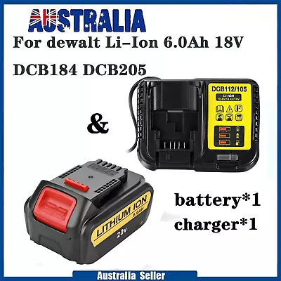 For Dewalt Li-Ion 6.0Ah 18V Battery DCB184 DCB205 & Charger DCB11 20V DCB101 • $37.99