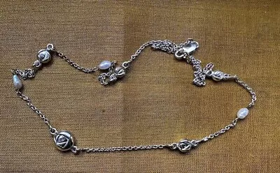 HO Edinburgh 925 Silver Celtic Rose Chain Baroque Pearl Necklace-44cm 11.3G • £0.99