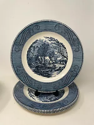 3 Vintage Royal China Royal Ironstone Currier And Ives Dinner Plates • $30