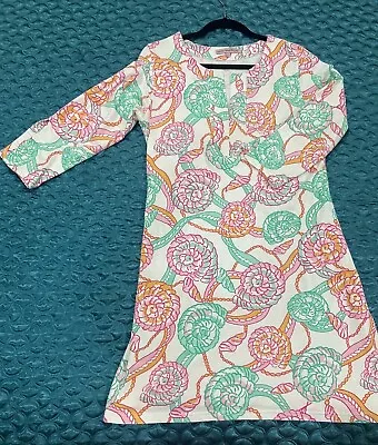 Barbara Gerwit Multicolor Nautical Shell Print 3/4 Sleeve Large Dress NWOT • $40