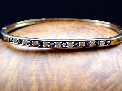 Heavy Stunning Diamond Sapphire 9ct 9k Yellow Gold Bracelet - Beautiful 10.5g+ • £650