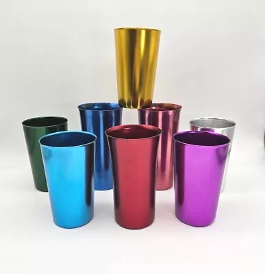 Anodized Aluminum Tumblers Drinking Glasses Vintage Metal Cups Multicolor 8 Pcs  • $18