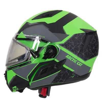 Arctic Cat Modular Snowmobile Helmet W/ Electric Shield - Green • $307.99