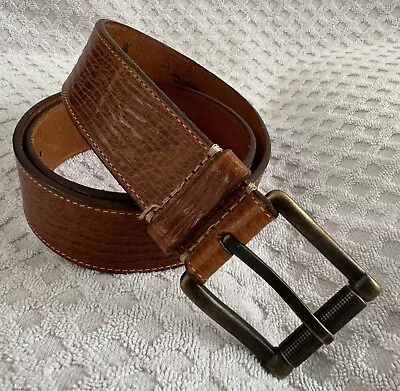 Martin Dingman Bridle Leather Textured Belt Brown Size 36 Handmade USA 5000718 • $79