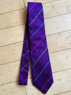 M&S Purple Silk Tie With Stripes One Size  • £6