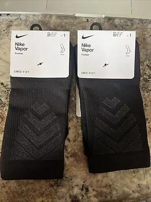 Nike Vapor Football Black Crew Socks Men's Shoe Size 6-8 M Ladies 6-10 Lot Of 2 • $22.38