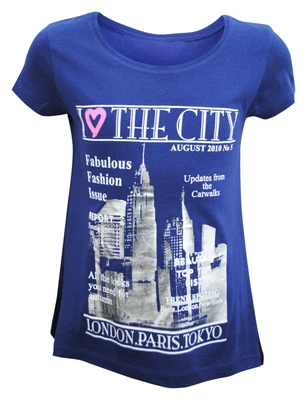 £2.97 • Buy Girls H&M T-Shirt Top Cotton The City Print Navy Size Age 8 9 10 11 12 14 Years