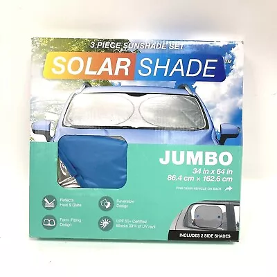 New Solar Shade 3 Piece Sunshade Set JUMBO For Car Truck SUV 34”x64” Type S • $15.99