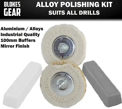 Metal Polishing Kit 100mm Buffs + Compound Suits Aluminium / Alloys Fits Drills • $79.95