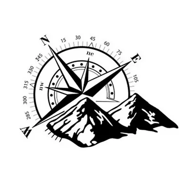   Black Decal Sticker Mountain Compass Car Vinyl Graphics Fit For 4X4 Off Road  • $9.80