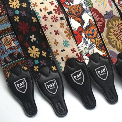 $10.18 • Buy Embroidered Guitar Strap Belt Widen Electric Acoustic Guitar Bass Guitar Belt-va
