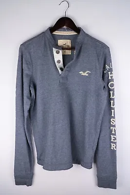 Hollister Men T-Shirt Long Sleeves Casual Grey Cotton Pullover Size M • £23.95