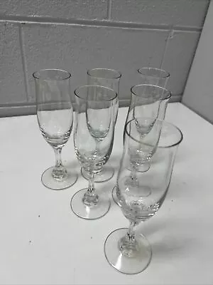 Vintage Crystal  Set 6 Bar Wine Champagne Cocktail Drink Glass Glasses • $9.99