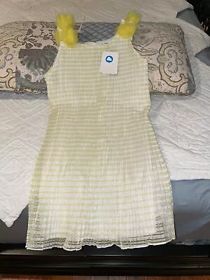 Mayoral Girls Spanish Designer White/yellow Pleated Floral Sundress Sz 14 Nwt • $24.99