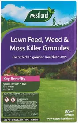 Lawn Feed Weed & Moss Killer Granules For A Thicker Greener • £20.54