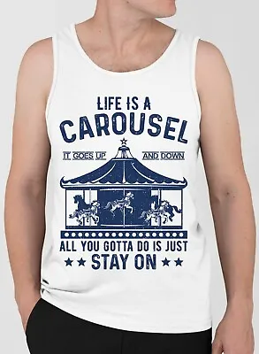 £10.39 • Buy Life Is A Carousel Mens Tank Top | Screen Printed Vest