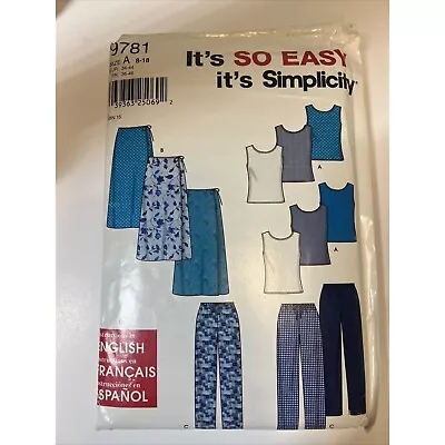 Simplicity Sewing Pattern 9781 Sz A 8-18 Summer Maxi Skirt Pants & Knit Tank UC • $6