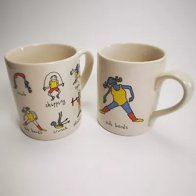 ~ Pair Of McLaggan Smith Scotland ~ Tyrrell Katz ~ Ceramic Mugs Exercise Pics ~ • £19.95