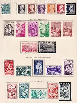 Monaco 1948 Collection Of 25 Stamps VF / HIGH VALUE! • $2.25