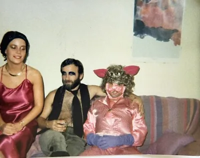 1990s OOAK Snapshot Photo Creepy Halloween Costumes Miss Piggy Gothic Man Color • $14.99