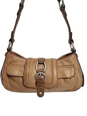 $34 • Buy Sigrid Olsen Tan Brown Leather Handbag Shoulder Bag  Purse Magnetic Flap Hobo