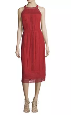 Joie Dance Halter Eyelet Lace Midi Dress Size S Brick Red • $39.99